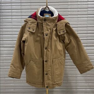 GAP Tan Jacket with Red Plaid Accents